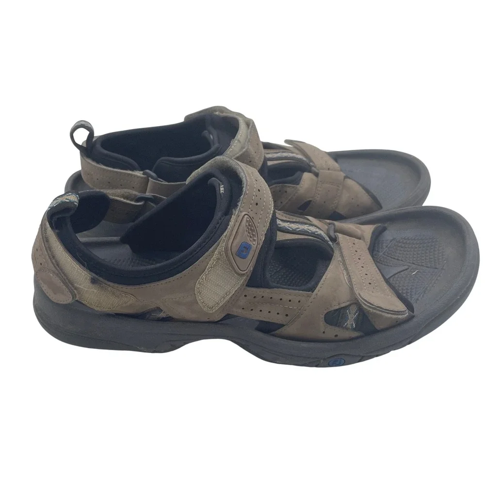 FootJoy Men's 14M Golf Sandals‎ Brown Adjustable Straps Spiked Outsole